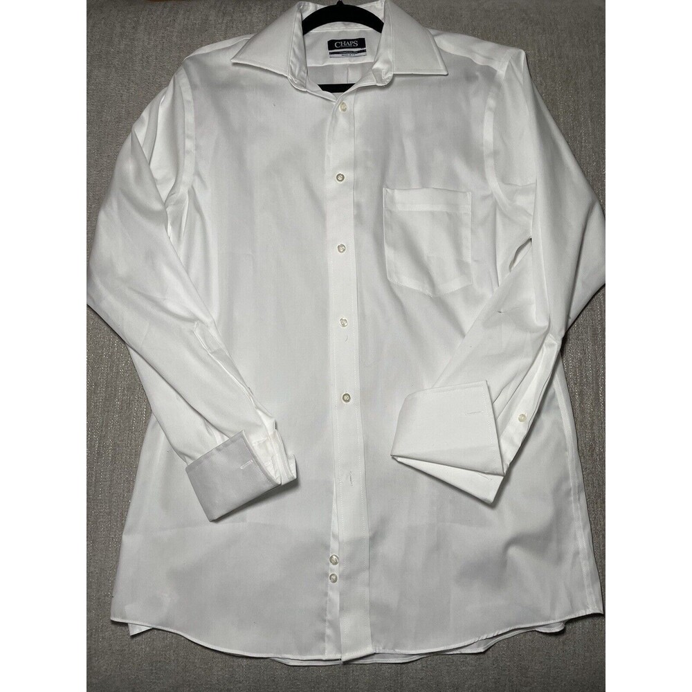 Chaps Dress Shirt Long Sleeve Mens Large Non Iron Wrinkle Free